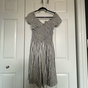 Women’s plus size cotton striped off-shoulder summer flowy dress